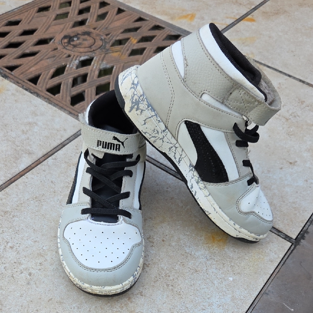 PUMA Kids High-Top Sneakers - White and Black Size 1.5C